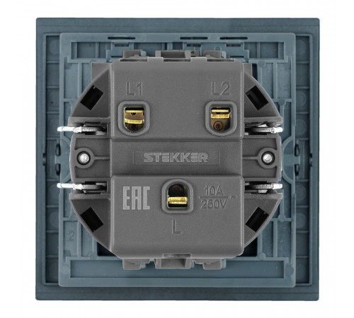 Выключатель 2-клавишный (механизм) Stekker Мия 250В 10А RSW10-3104-05 черный бархат 50443