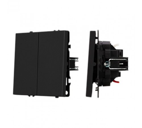 Механизм звонкового выключателя двухклавишный Arlight SWT-NOBE-MKR2-SFPL-BK (230V, 10A) (Черный оникс) 061738