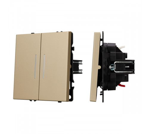 Выключатель проходной 2 кл подсветка софт-тач золотой песок Arlight SWT-MKP2-SFPL-L-GD (250V, 10A) 054268(1)