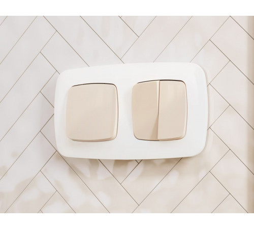 Комплект механизма 2-клавишного перекрестного выключателя Ambrella Volt 10A-250V OMEGA MO303030 Бежевый глянец QUANT (OP3030, VM125)