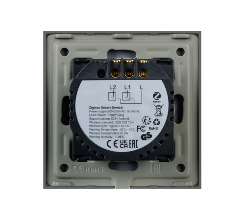 Выключатель сенсорный Arlight SWT-OMALI-S02-ZB-GR (250V, 10A, Zigbee) 050039 Выключатель сенсорный Arlight SWT-OMALI-S02-ZB-GR (250V, 10A, Zigbee) 050039
