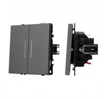 Выключатель 2 кл подсветка софт-тач серый базальт Arlight SWT-MK02-SFPL-L-GR (250V, 10A) 054266(1)