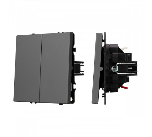 Выключатель звонковый 2 кл софт-тач серый базальт Arlight SWT-MKR2-SFPL-GR (250V, 10A) 061740(1)
