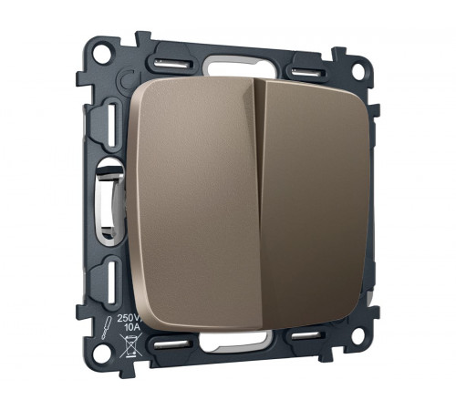 Комплект механизма 2-клавишного перекрестного выключателя Ambrella Volt 10A-250V OMEGA MO633030 Темная бронза матовый QUANT (OP6330, VM125)