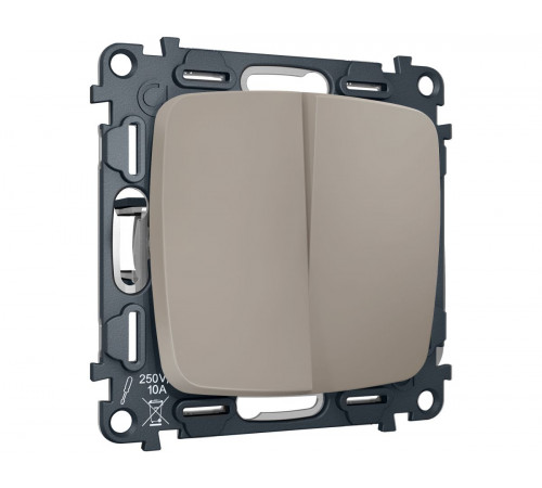 Комплект механизма 2-клавишного перекрестного выключателя Ambrella Volt 10A-250V OMEGA MO363030 Серо-бежевый матовый QUANT (OP3630, VM125)