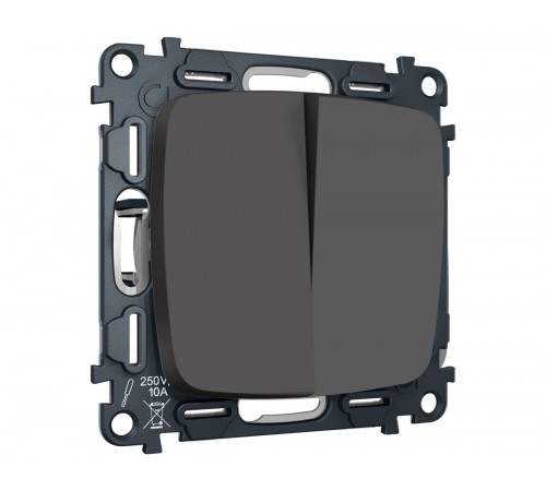 Комплект механизма 2-клавишного перекрестного выключателя Ambrella Volt 10A-250V OMEGA MO903030 Графит soft touch QUANT (OP9030, VM125)